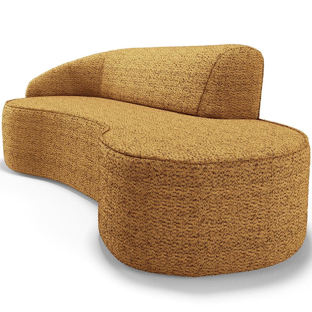 Sofá 4 Lugares Curvo Sala de Estar Living Firenze Esquerdo D02 Prime Bouclê Mostarda 280cm PB-03 - Lyam Decor
