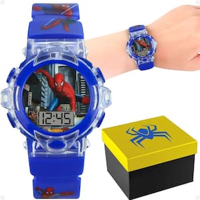 Relógio Digital Led Infantil Pulseira Silicone Ajustável Homem-Aranha + Caixa Presente Herói - Orizom Kids