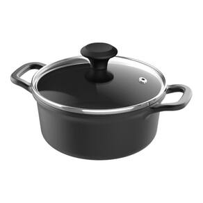 Caçarola Fetti Alumínio Antiaderente 16Cm Pomel Vidro Preto
