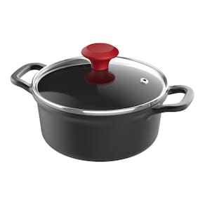 Caçarola Fetti Alumínio Antiaderente 18Cm Pomel Vidro Verm.