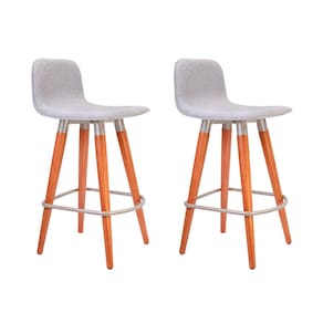 Kit 2 Banquetas Baixa Linea Aço Champanhe Assento Cinza