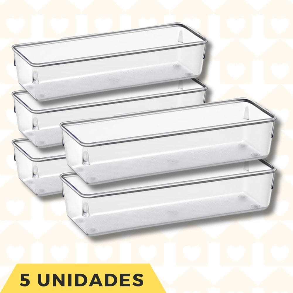 5 Peça Organizador Gaveta Maquiagem Talheres Modular Acrilico