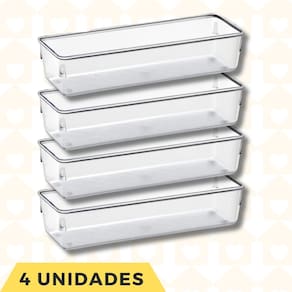 4 Peça Organizador Gaveta Maquiagem Talheres Modular Acrilico