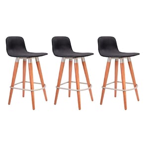 Kit 3 Banquetas Baixa Linea Aço Champanhe Assento Preto