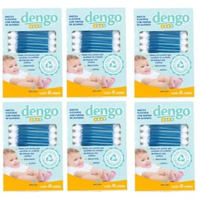 Kit 6 Hastes Cotonete Bebes Recem Nascido Dengo Baby C/48