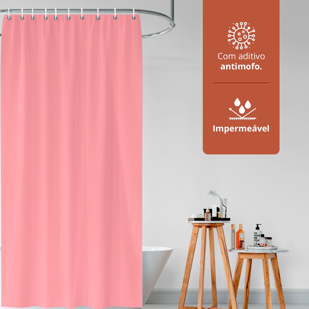 2 Cortina Box Banheiro PVC Grossa Antimofo Ilhós Ro 140x230
