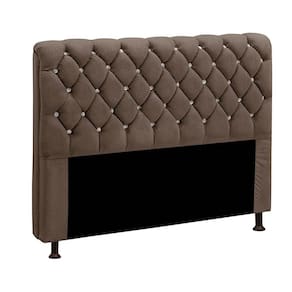 Cabeceira Estofada Fernanda 140 cm Casal Veludo Marrom Chocolate Speciale Home