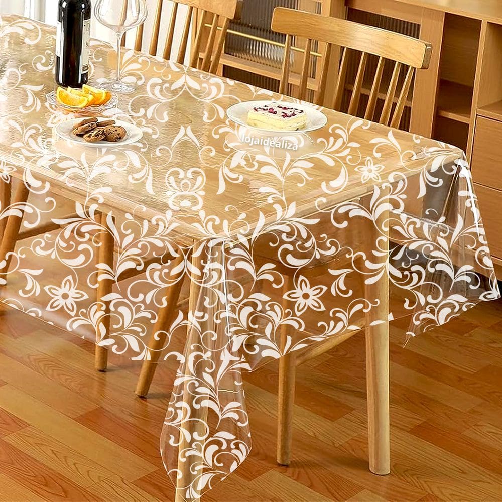 Toalha Mesa Plástico Transparente 8 10 Lugares 1,40x2,80 M1