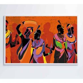 Quadro Mulheres Africanas Em Vestidos Coloridos Medidas 60x40 Cm Impressão Adesivo Fotográfico