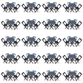 Kit De 20 Conjuntos De Mesa Dobrável 60x60 Com 4 Cadeiras Preto - Tarimatã