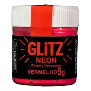 Corante Pó Glitz Neon Vermelho Brilha Na Luz Negra