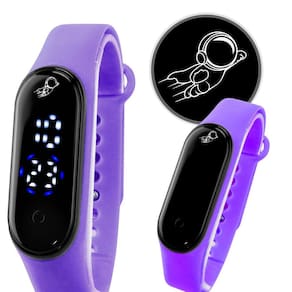 Relógio Digital Infantil + Bracelete Roxo Pulseira Ajustável - Orizom Kids