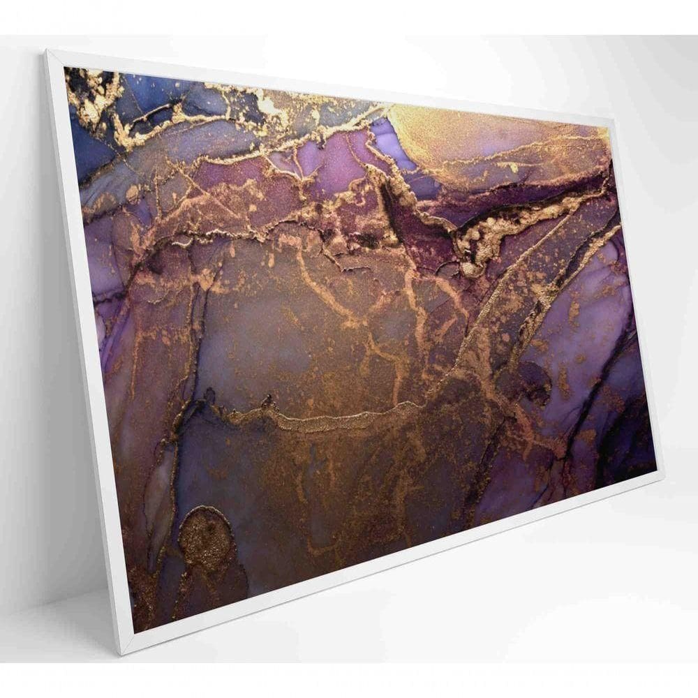 Quadro Abstrato Com Pintura Dourada Medidas 90x60 Cm Impressão Adesivo Fotográfico