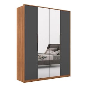 Guarda Roupa Casal Attore 4 Portas 2 Portas Em Espelho Amendola Grafito - Demartêz
