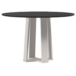 Mesa De Jantar 120 Cm Isabela Com Vidro Off White Preto - New Ceval