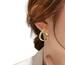 Brincos Completo Oco Forma de U Luxo Brilho Strass Festas - Dourado