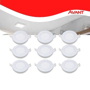 Kit 10 Painel LED Plafon Embutir 6W Redondo Branco Quente