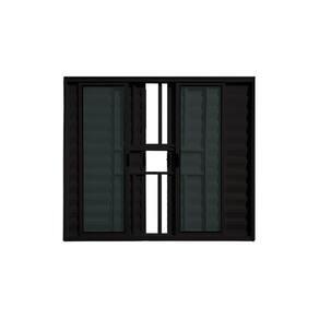 Veneziana 6 Folhas Com Grade Preto 100x200 Linha 18 Esmeralda