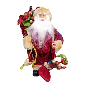 Papai Noel Em Pé Vermelho E Verde 30cm Florarte