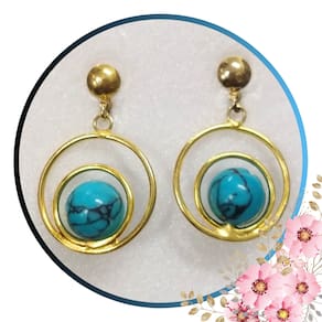 Brinco de Pedra Turquesa - Argola Dupla