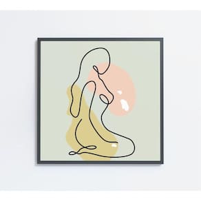 Quadro Feminino Silhueta Artística Contínua Medidas 80x80 Cm Impressão Adesivo Fotográfico