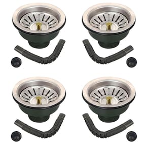 Ralo Valvula Dreno de Pia 10x10 Filtro Kit 4 Unidades Sifao Tubo de Escoamento Cesto Cozinha Lavabo Restaurante Casa Lavanderia