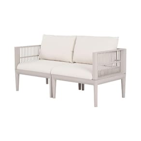 Sofá MauÍ 2 lugares Fratini 137 cm (largura) Base Aço Nude Assento Polipropileno Estofado Nude