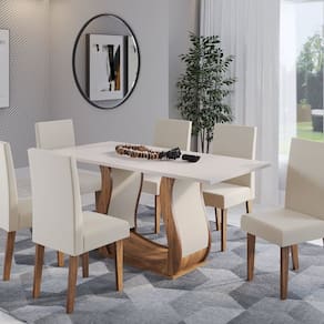 Mesa de Jantar Retangular Royale com 6 Cadeiras Venus Imbuia/ Blonde/ Pastel