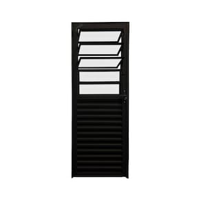 Porta Basculante Preto D 210x90 Linha 25 Esmeralda Vidro Canelado
