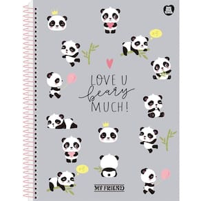Caderno My Friend Panda Universitário Escolar 1 Matéria