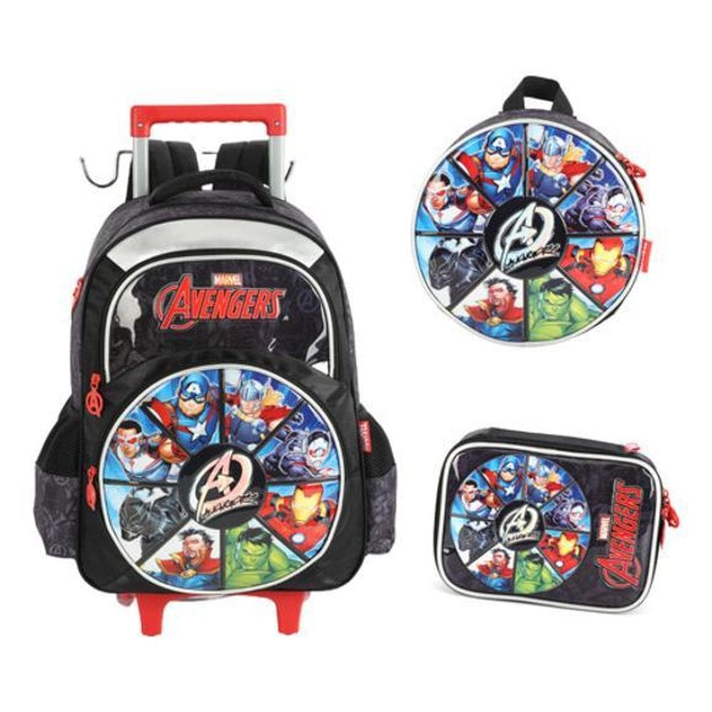 Kit Mochila Carrinho E Alça Costas  Avengers Marvel