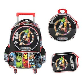 Kit Mochila Rodas 360 Avengers Homem Ferro Led Mão E Rodas
