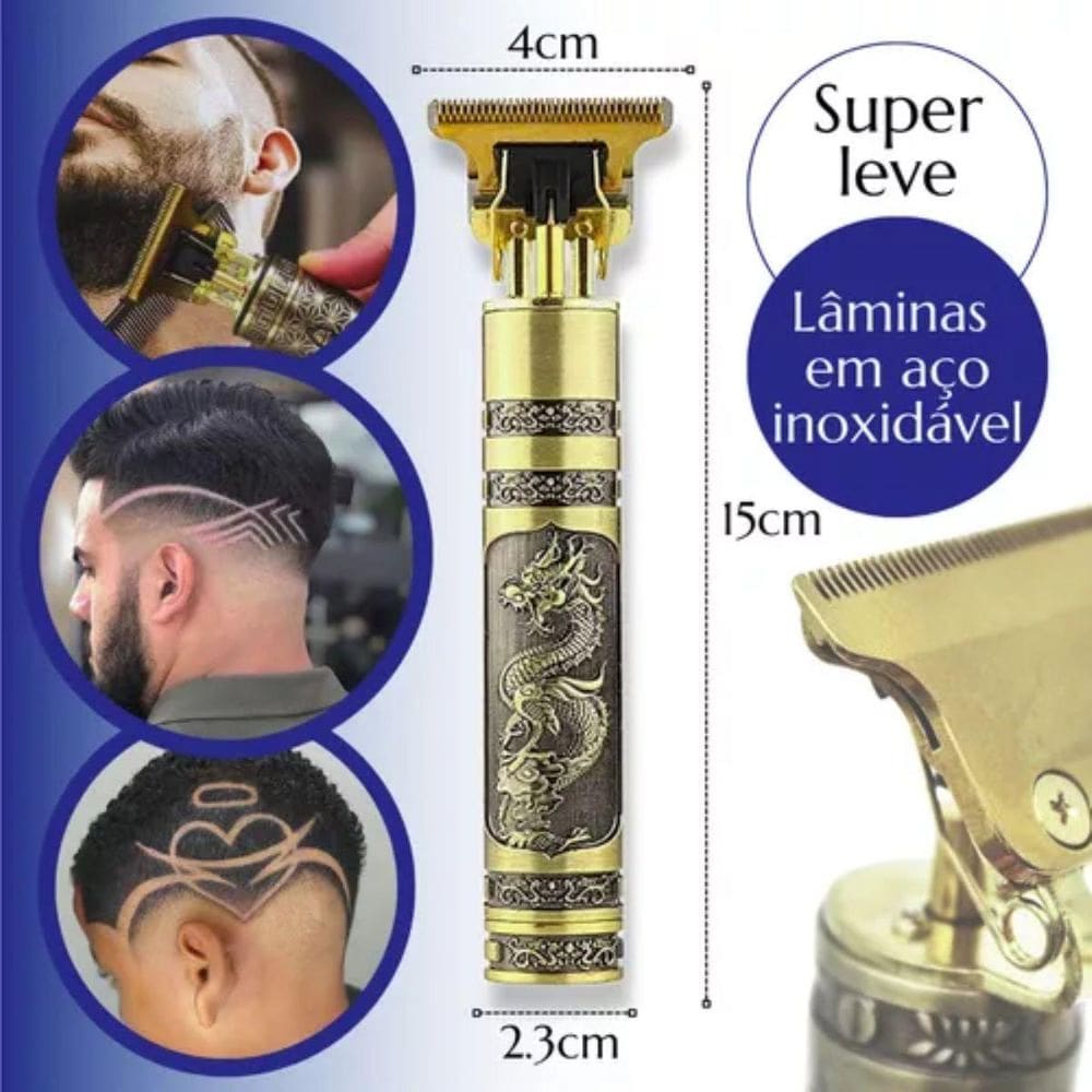 Maquininha Dragão Dourada Para Estilos Únicos De Cabelo