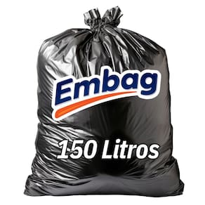 Saco De Lixo 150 Litros Reforçado Preto 100 Unidades Embag