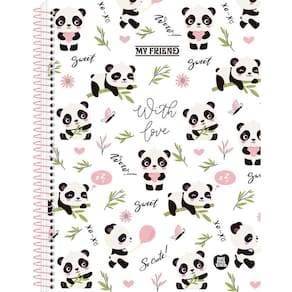 Caderno My Friend Panda Universitário Escolar 1 Matéria
