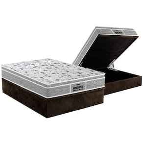 Cama Box Baú Casal: Colchão Espuma Probel D45 / EP Guarda Costas PróExtreme Plus + Base CRC Suede Brown(138x188)