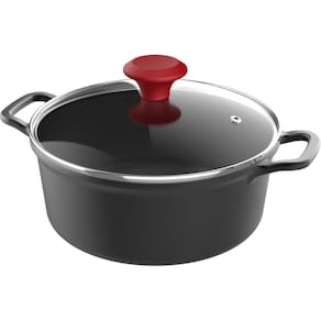Caçarola Fetti Alumínio Antiaderente 22Cm Pomel Vidro Verm.