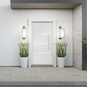 Porta de Aluminio Lambril Pivotante 220x120cm com Puxador Branco