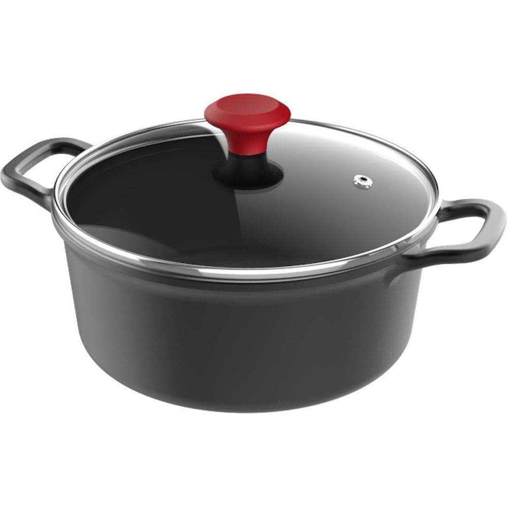 Caçarola Fetti Alumínio Antiaderente 20Cm Pomel Vidro Verm.