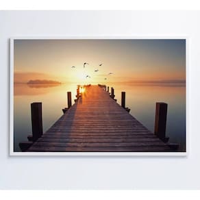 Quadro Pássaros Voando No Pôr Do Sol Medidas 120x80 Cm Impressão Vidro Acrílico