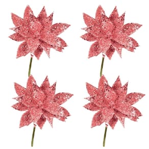 Jogo Pick Natal Folhagem Glitter Especial Rosê Gold 4 Unidades - Magizi