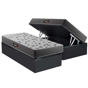 Cama Box Baú Solteiro: Colchão Ortopédico Herval D28 / AG65 Black Double Face + Base CRC Suede Gray(88x188)