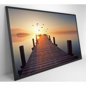 Quadro Pássaros Voando No Pôr Do Sol Medidas 60x40 Cm Impressão Vidro Acrílico