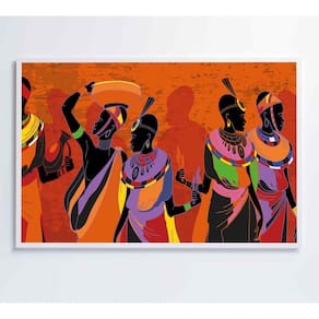 Quadro Mulheres Africanas Em Vestidos Coloridos Medidas 60x40 Cm Impressão Tecido Canvas