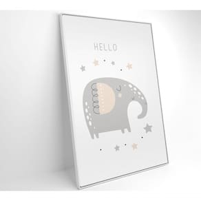 Quadro Infantil Hello Elefante Medidas 40x60 Cm Impressão Vidro Acrílico