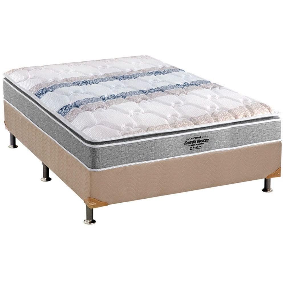 Cama Box Casal: Colchão Anatômico Probel D33/AG65 Guarda Costas Extreme Resistence + Base CRC Suede Clean(138x188)