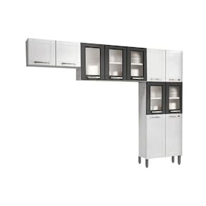 Kit de Cozinha Modulada 3 Peças Múltipla (2 Armários + 1 Paneleiro) CPT96 Branco/Preto - Bertolini