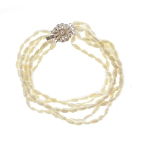 Pulseira 6 Fios Pérola Arroz Água Doce Fecho Prata 925 Retro