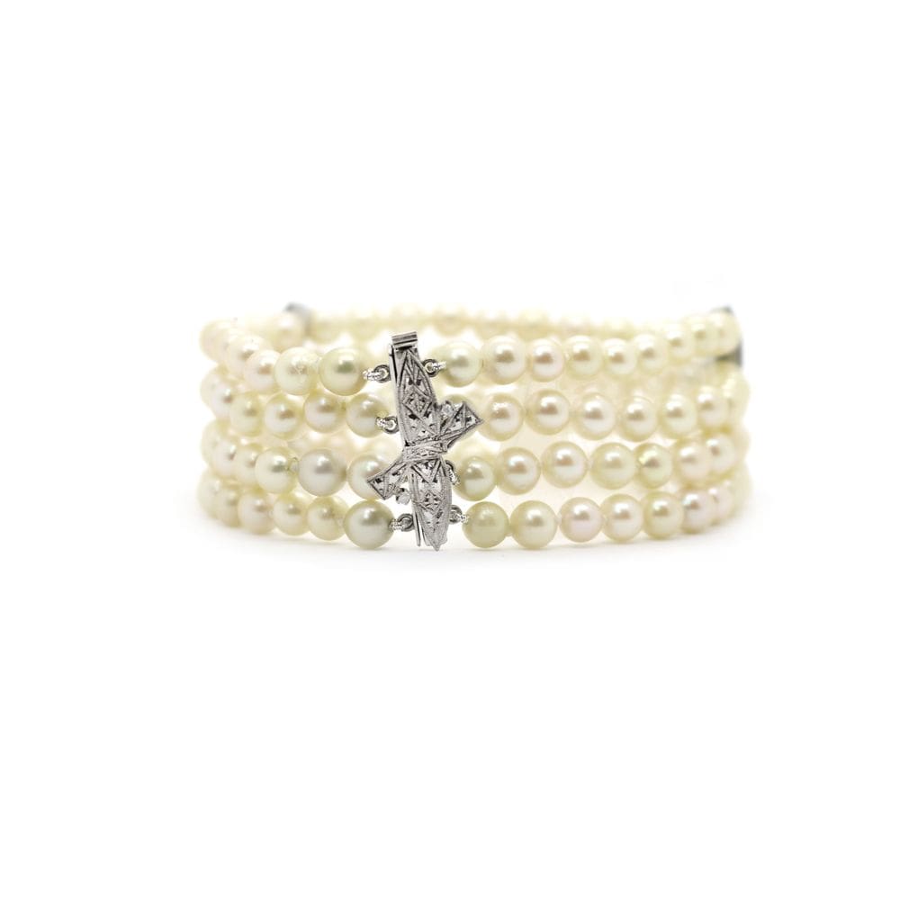 Pulseira Pérola 4 Fios Água Salgada Clássica Ouro 18 J24163