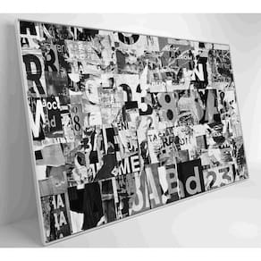 Quadro Colagem De Letras Em Preto E Branco Medidas 90x60 Cm Impressão Vidro Acrílico